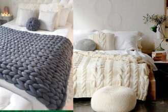 κουβέρτα με χοντρή πλέξη