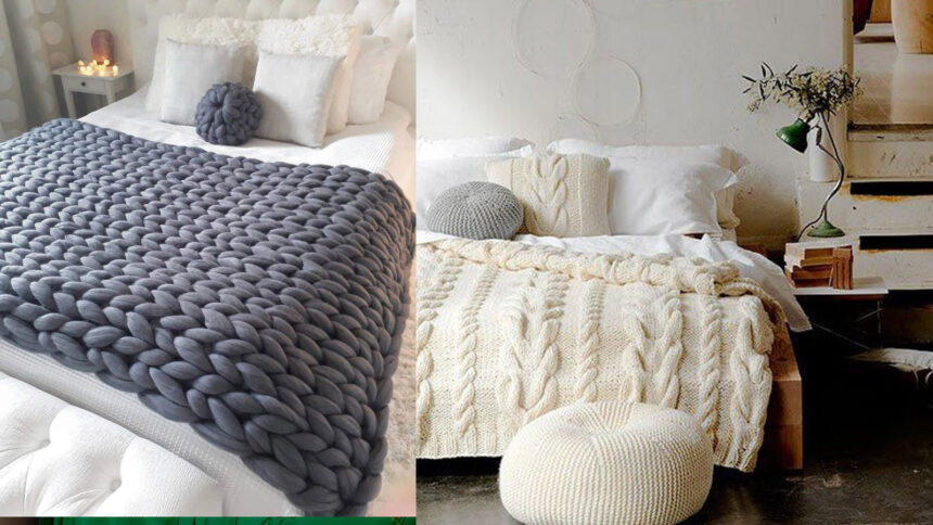 κουβέρτα με χοντρή πλέξη