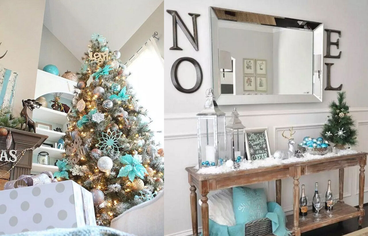 Χριστουγεννιάτικη Διακόσμηση σε Λευκό και Μπλε Συνδυασμό