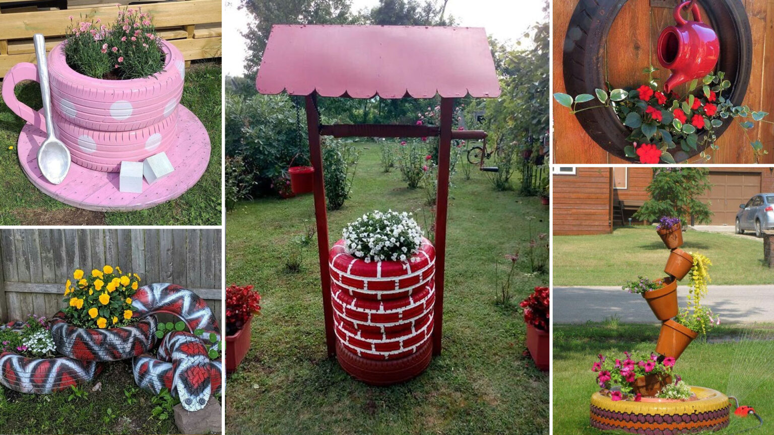 γλάστρες από παλιά ελαστικά,διακόσμηση κήπου,επαναχρησιμοποίηση,ιδέες διακόσμησης κήπου,DIY κατασκευές κήπου,