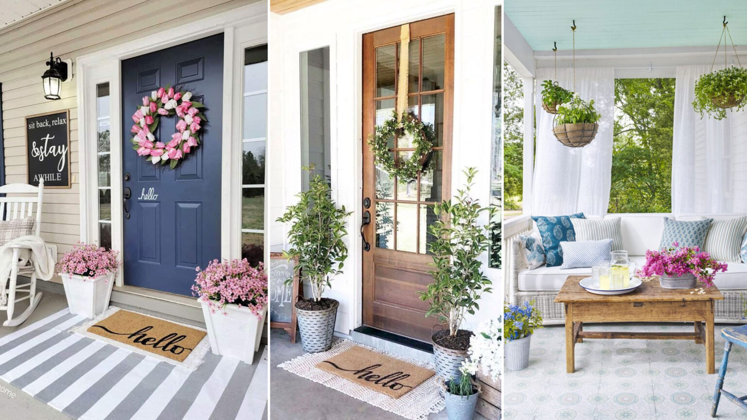 ανοιξιάτικη διακόσμηση μπροστινής βεράντας,ιδέες διακόσμησης βεράντας,διακόσμηση βεράντας,