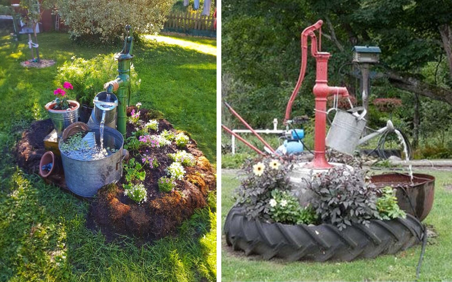κατασκευές κήπου με χειροκίνητες αντλίες νερού,DIY κατασκευές κήπου,διακόσμηση κήπου,ιδέες διακόσμησης κήπου,επαναχρησιμοποίηση,