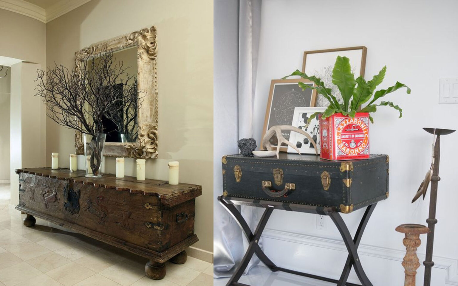 vintage μπαούλα,διακόσμηση με vintage μπαούλα,διακόσμηση σπιτιού,ιδέες διακόσμησης,διακόσμηση,έπιπλα,επαναχρησιμοποίηση,