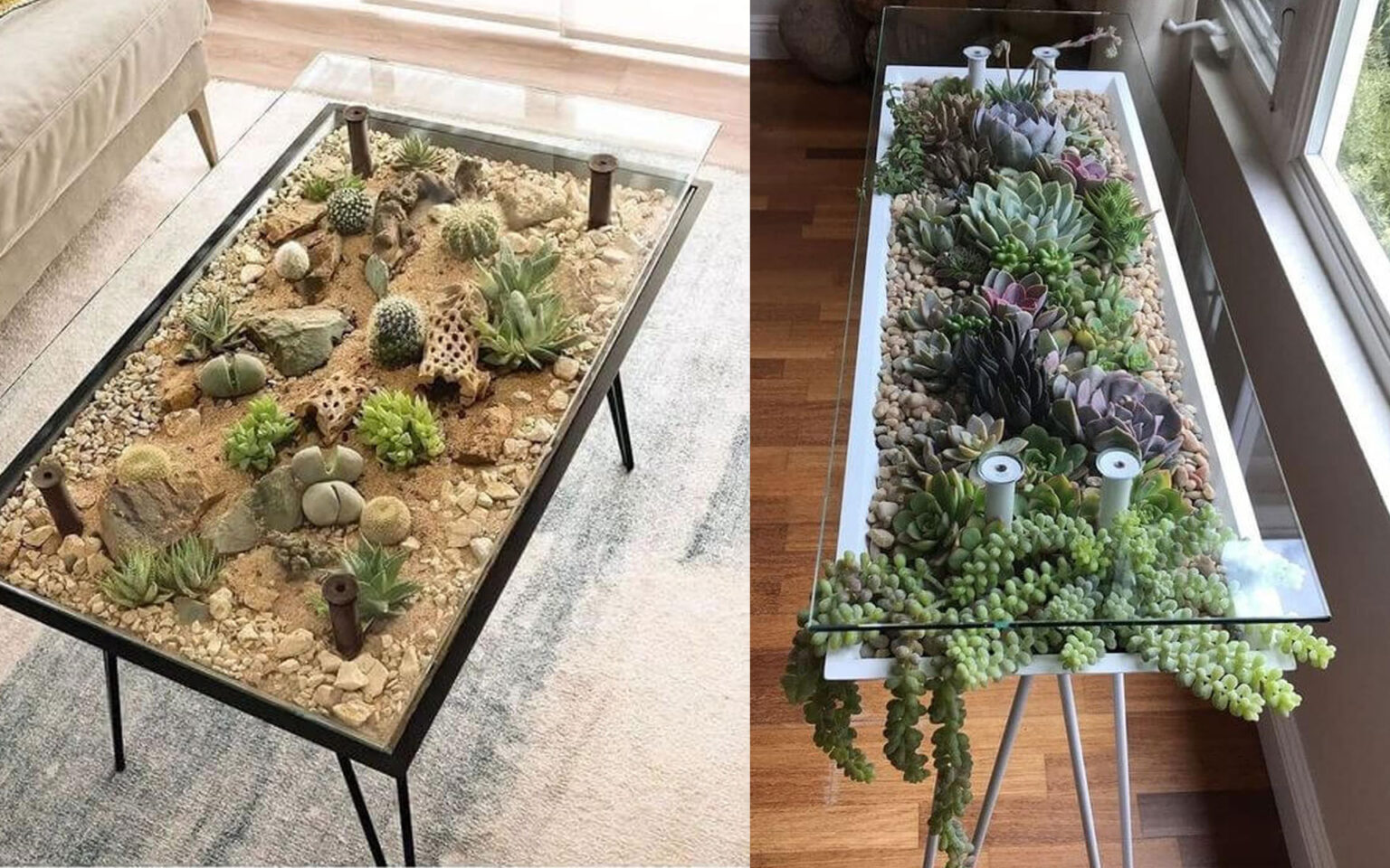 τραπέζια με ενσωματωμένα φυτά,DIY τραπέζια,έπιπλα,διακόσμηση σπιτιού,DIY κατασκευές σπιτιού,διακόσμηση,