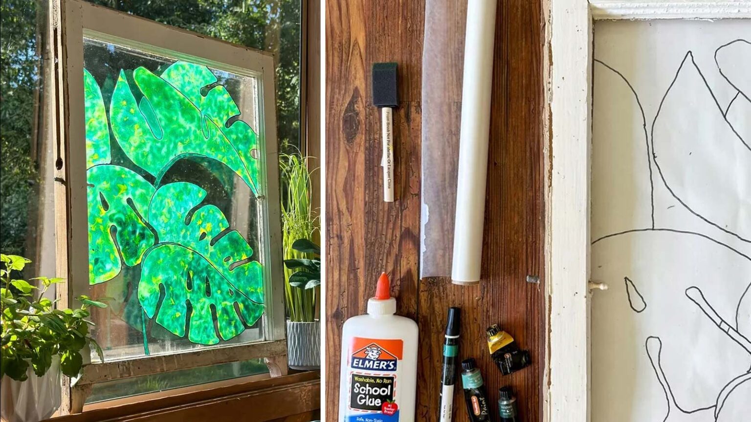 DIY βιτρό με κόλλα,DIY διακοσμητικά,DIY κατασκευές,γυαλί,