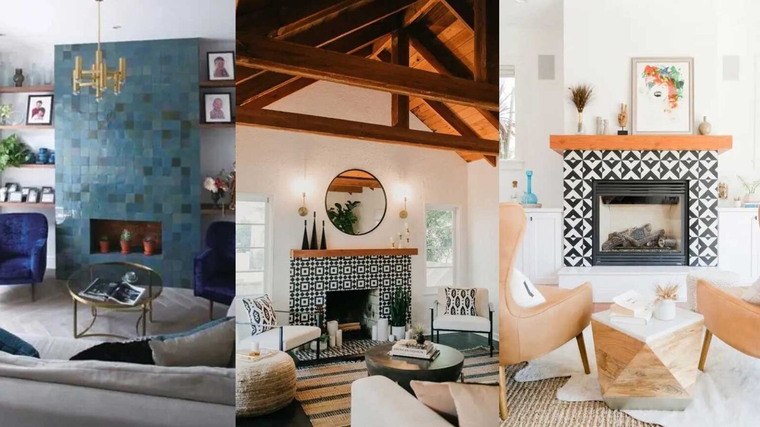 Γνωρίζεις την τάση με τα πλακάκια στο τζάκι; 72 Τζάκια με Πλακάκια για να Διακοσμήσετε το Σαλόνι σας