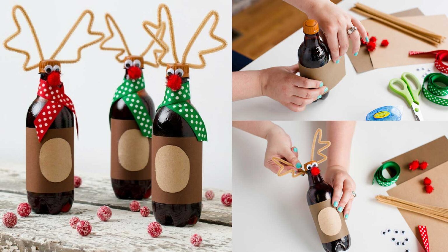 Παιδικές Χριστουγεννιάτικες Κατασκεύες: DIY Τάρανδοι από Πλαστικά Μπουκάλια