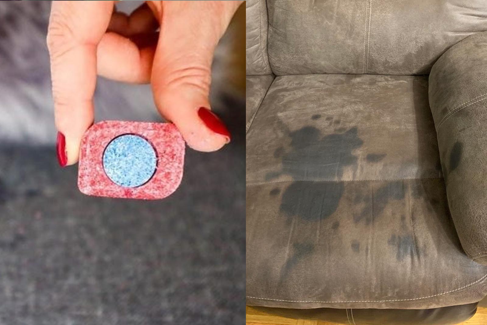 Λαδιές πάνω σε καναπέδες και υφάσματα: Με μια ταμπλέτα πλυντήριου πιάτων μπορείτε να τα καθαρίσετε απόλυτα