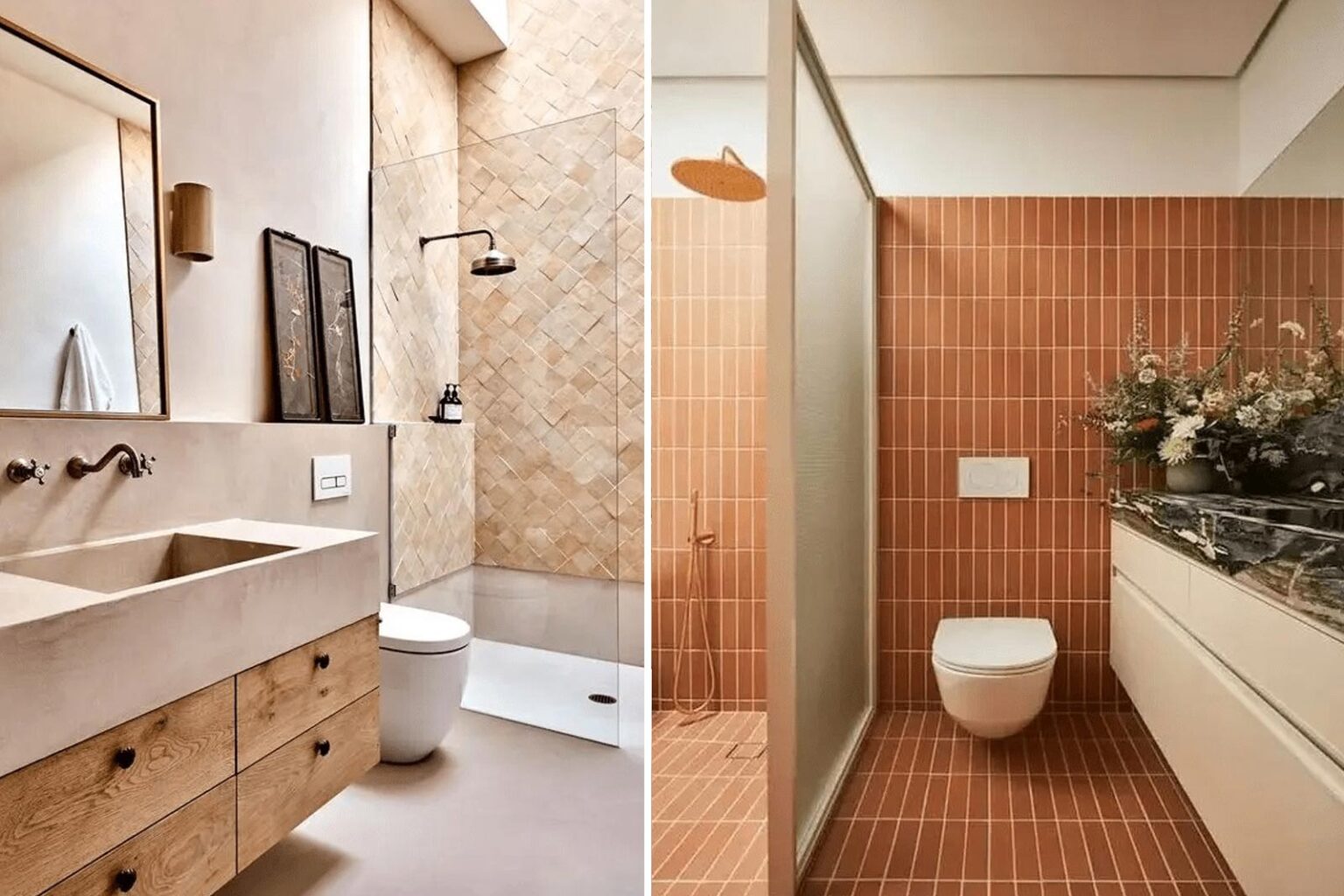 Πλακάκια Τερακότα: 52 Ιδέες για να επιλέξετε για το Μπάνιο