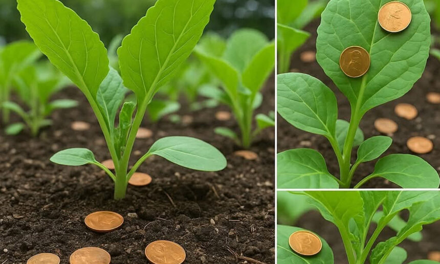 χάλκινα νομίσματα στον κήπο