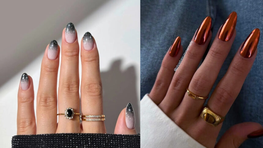 23 Ιδέες για Μανικιούρ με Χρώμιο για τον Οκτώβριο με Λάμψη και Φως