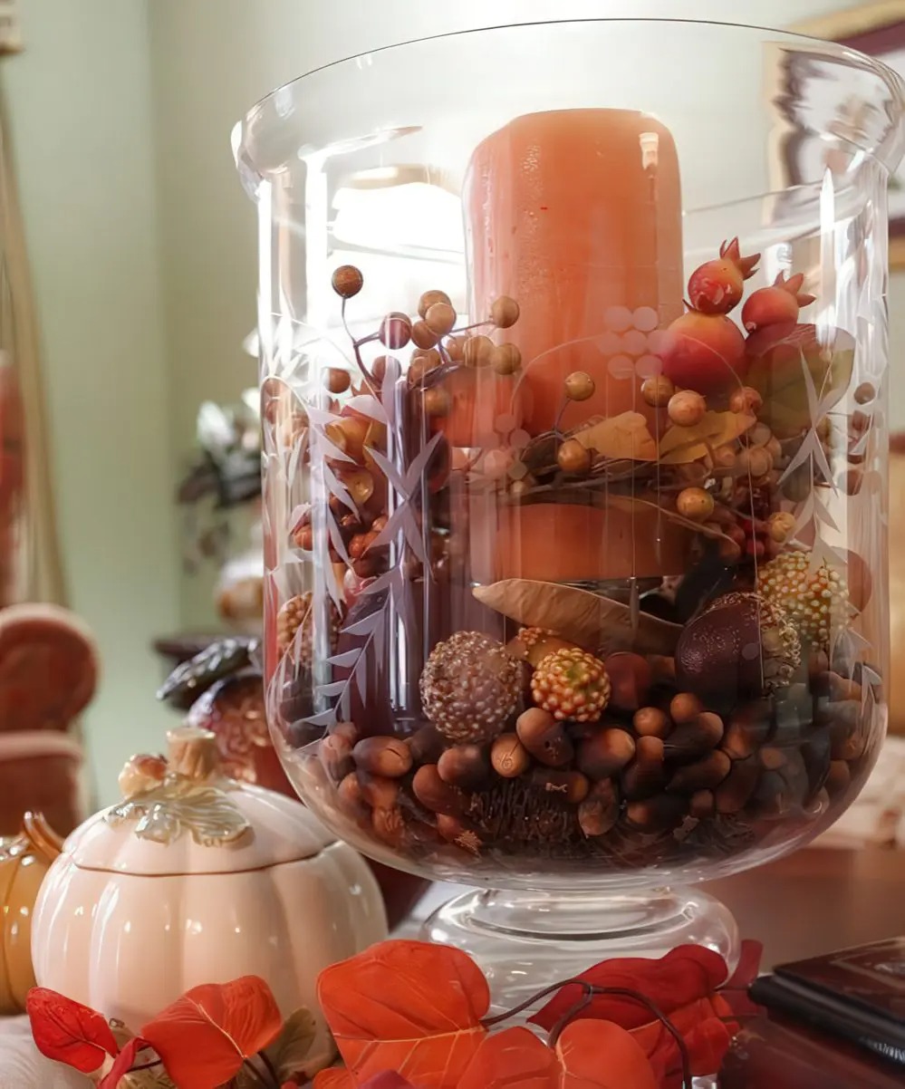 41 ιδέες φθινοπωρινής διακόσμησης με γυάλινα μπουκάλια, βάζα και γυαλικά