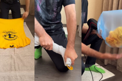 στέγνωμα ρούχου με σακούλα και πιστολάκι