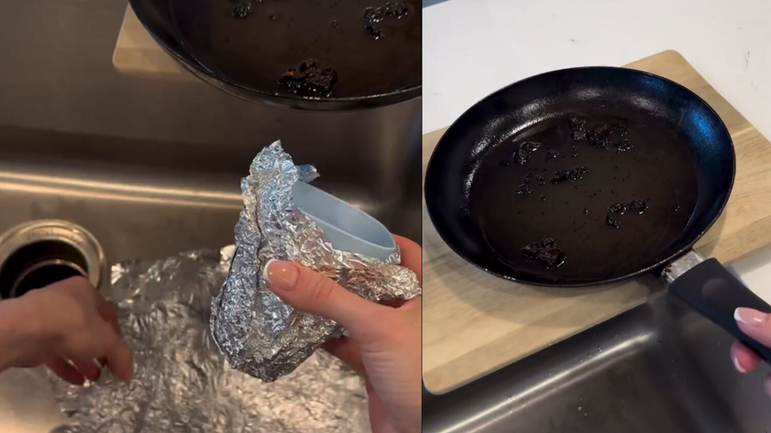 Το έξυπνο κόλπο με το αλουμινόχαρτο που έχει γίνει viral για να μην ρίχνεις το τηγανόλαδο στο νεροχύτη και να μην τον βουλώνεις