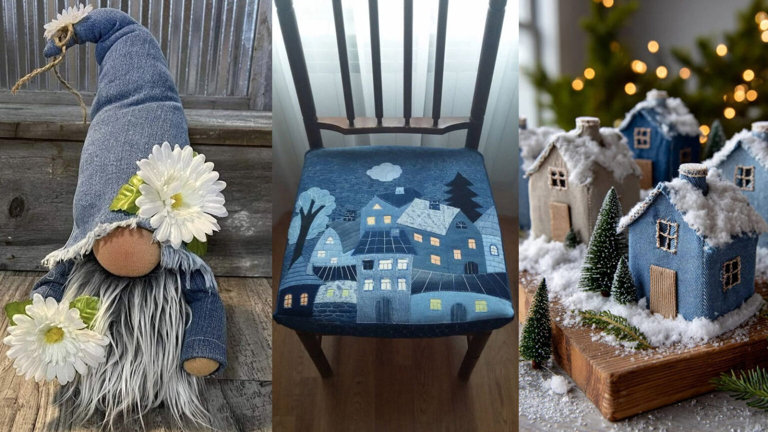 χριστουγεννιάτικες κατασκευές και διακοσμητικά από τζιν