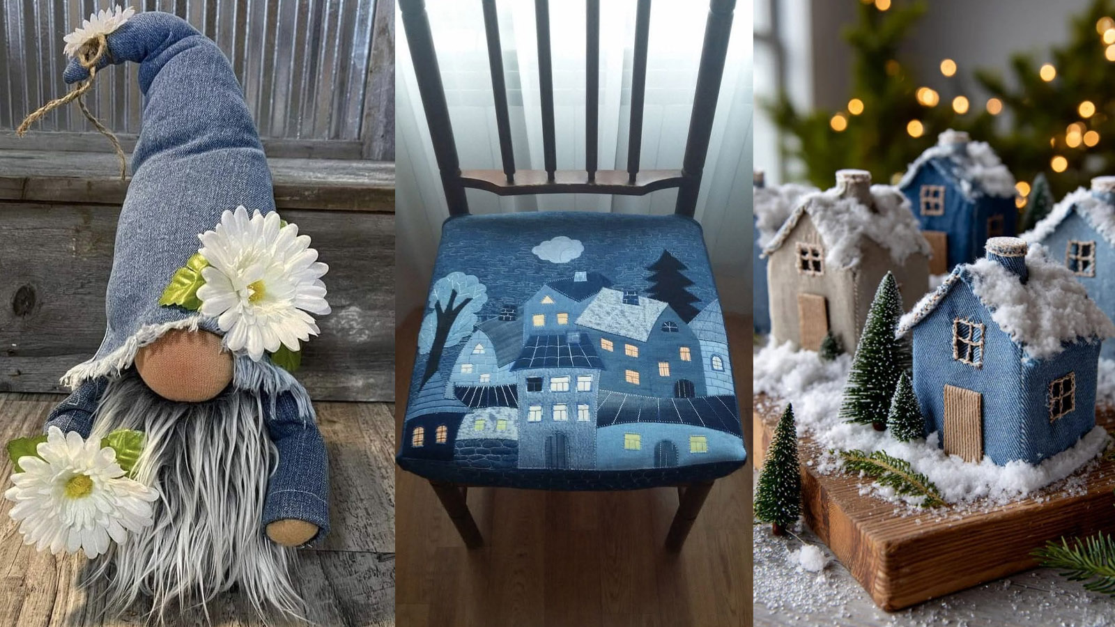 χριστουγεννιάτικες κατασκευές και διακοσμητικά από τζιν