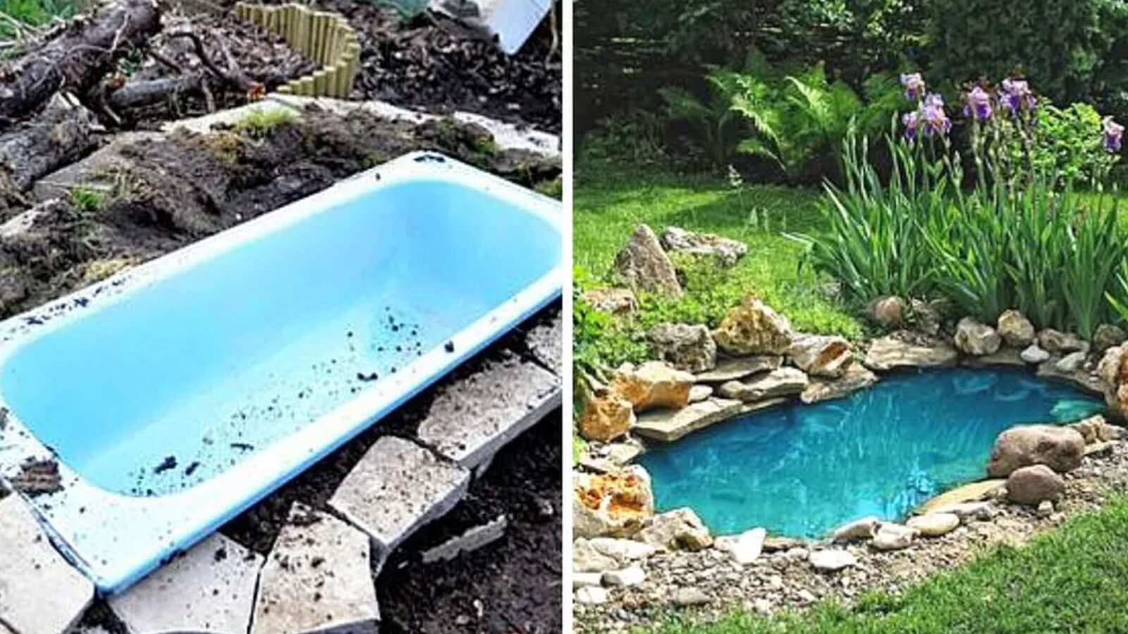 Μια παλιά μπανιέρα έγινε μια μαγική λιμνούλα για τον κήπο