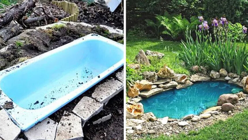 Μια παλιά μπανιέρα έγινε μια μαγική λιμνούλα για τον κήπο