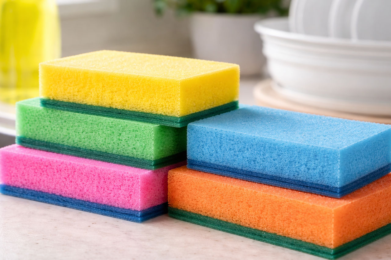 Τι σημαίνουν τα χρώματα στα σφουγγάρια πιάτων – και γιατί ΔΕΝ είναι τυχαία