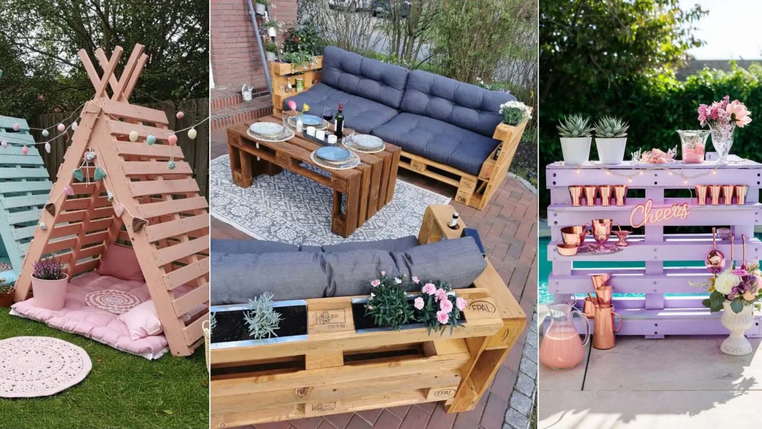 έπιπλα από παλέτες για εξωτερικούς χώρους