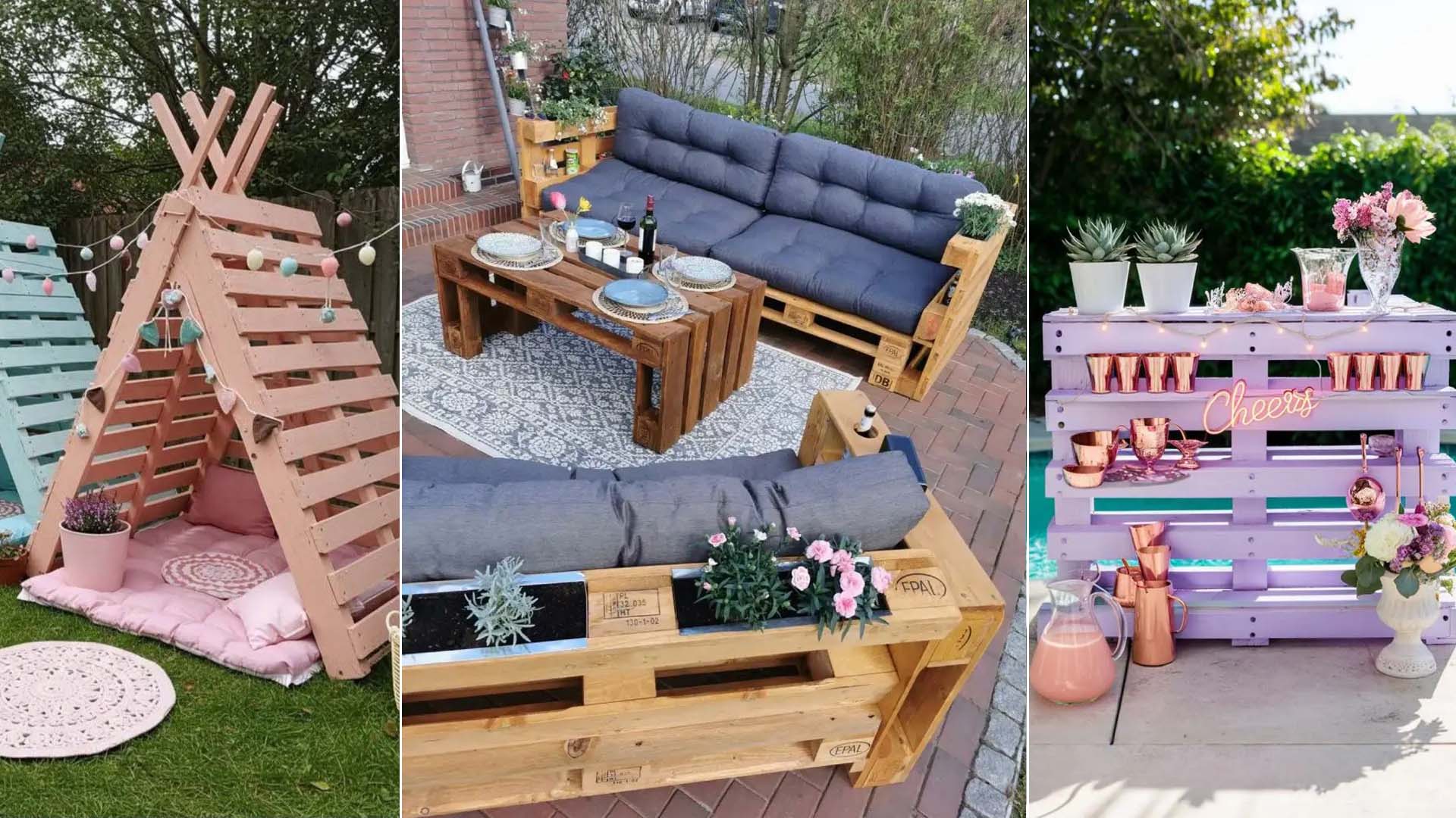 έπιπλα από παλέτες για εξωτερικούς χώρους