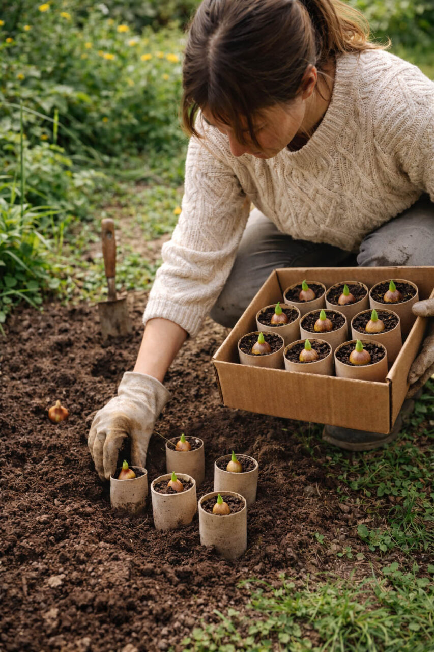Φύτεψε Βολβούς σε Ρολά Χαρτιού Υγείας: Το Έξυπνο Κόλπο για Δυνατές Ρίζες και Ολόισιες Σειρές 3 φύτεμα βολβών στον κήπο με τη βοήθεια ρολών χαρτιού υγείας