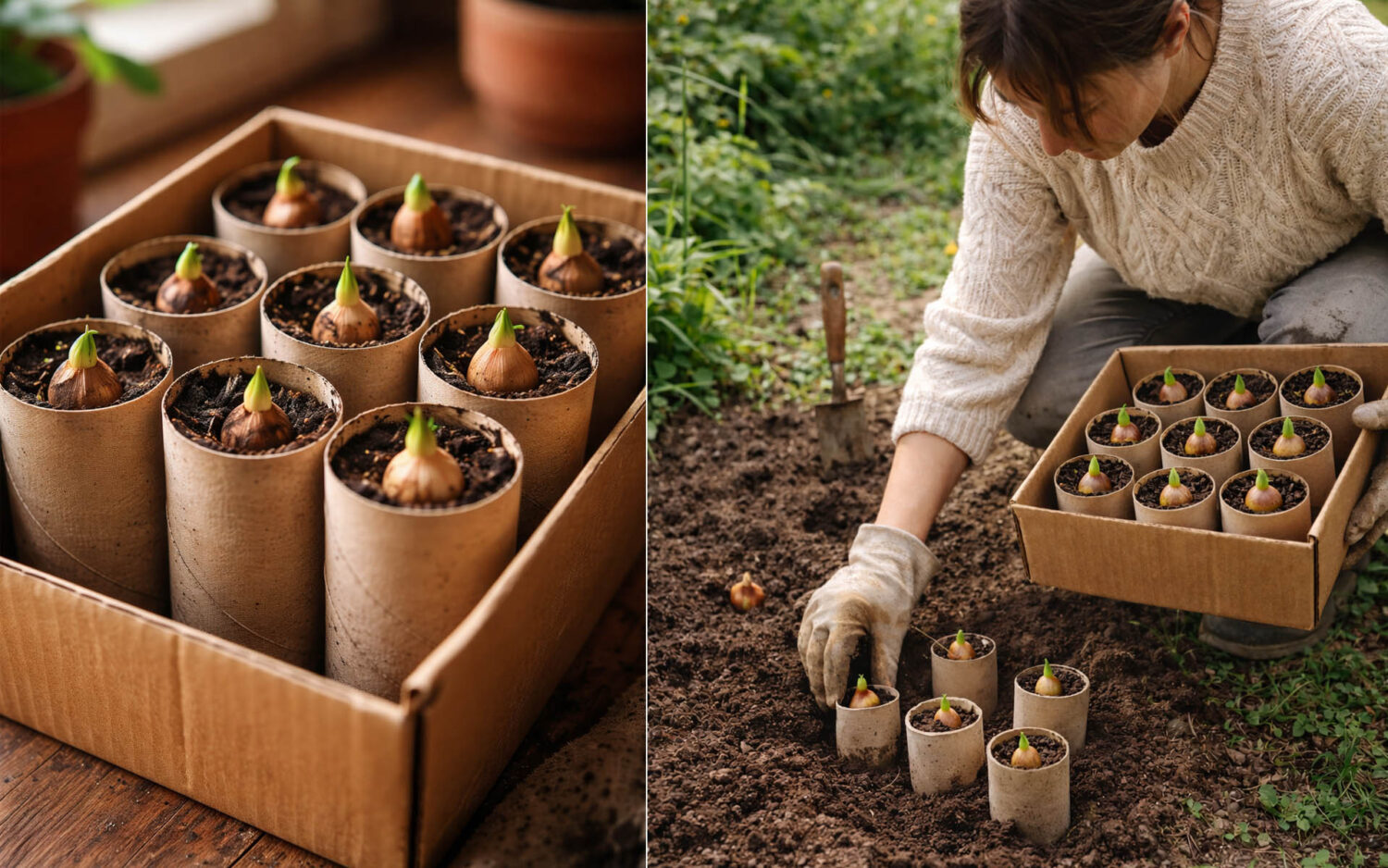 βολβοί σε ρολά υγείας, ρολά χαρτιού υγείας, φύτευση βολβών
