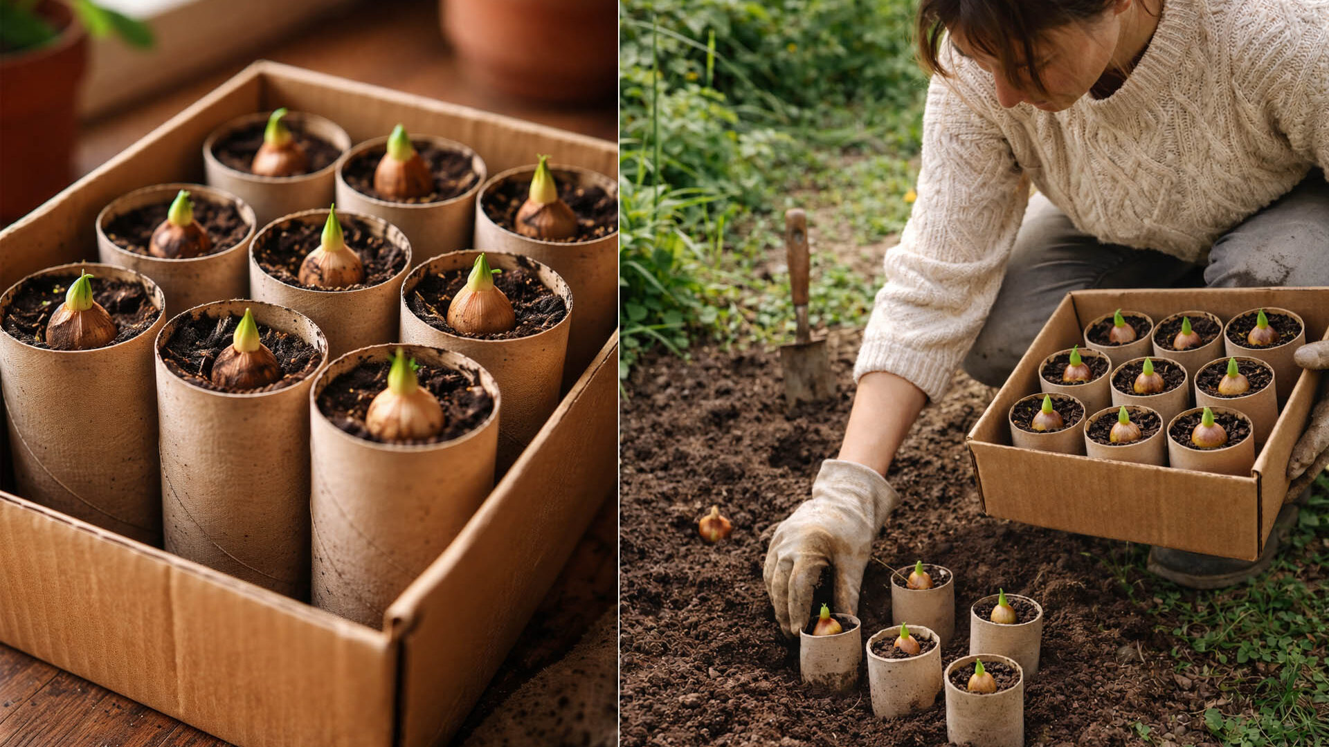 βολβοί σε ρολά υγείας, ρολά χαρτιού υγείας, φύτευση βολβών