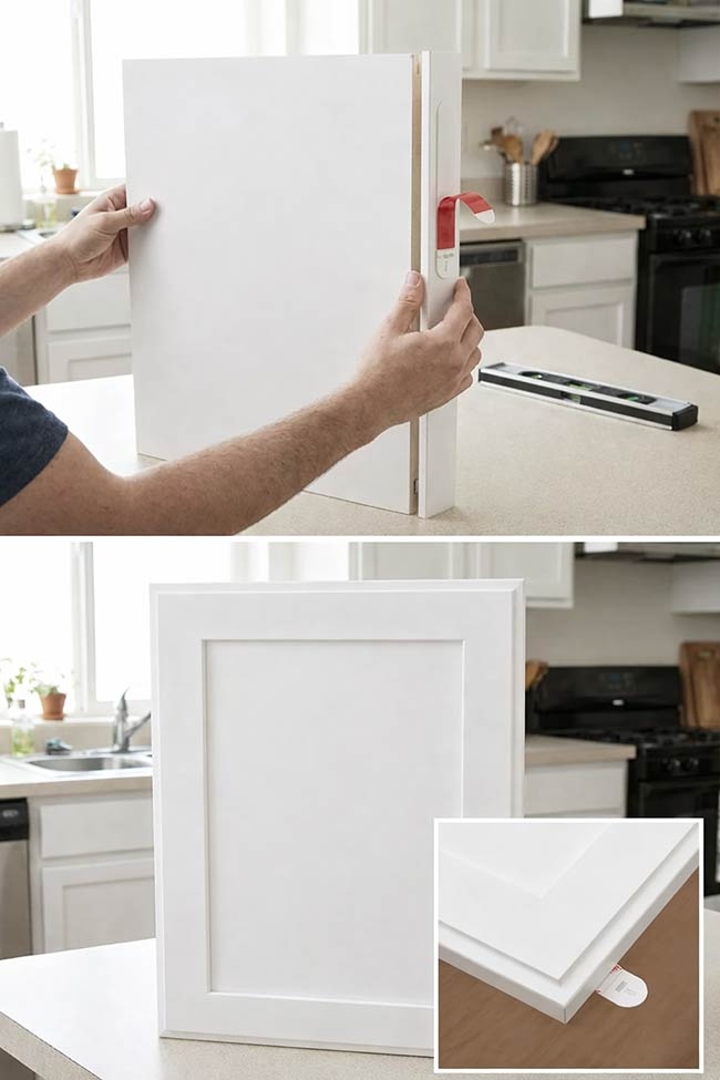 Σπίτι σε ενοίκιο: 17 οικονομικοί τρόποι να καλύψετε τα άσχημα ή φθαρμένα ντουλάπια κουζίνας 9 Σπίτι σε ενοίκιο: 17 οικονομικοί τρόποι να καλύψετε τα άσχημα ή φθαρμένα ντουλάπια κουζίνας