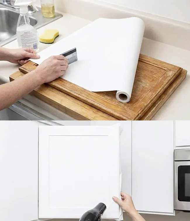 Σπίτι σε ενοίκιο: 17 οικονομικοί τρόποι να καλύψετε τα άσχημα ή φθαρμένα ντουλάπια κουζίνας 2 Σπίτι σε ενοίκιο: 17 οικονομικοί τρόποι να καλύψετε τα άσχημα ή φθαρμένα ντουλάπια κουζίνας