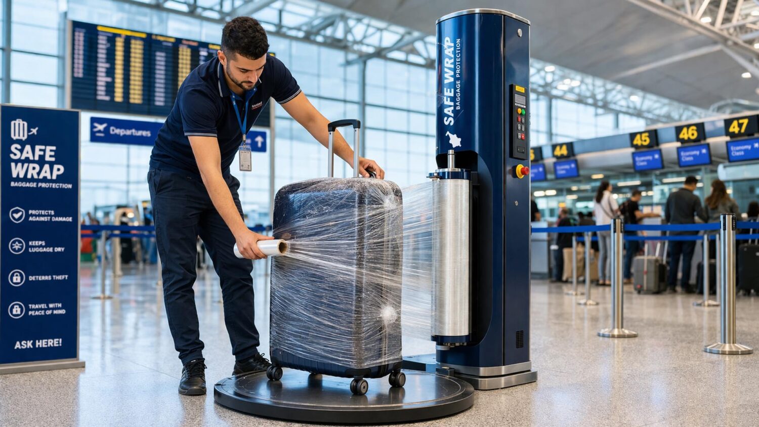 Γιατί τυλίγουν τις βαλίτσες με μεμβράνη: 7 πρακτικοί λόγοι και τι να προσέξεις